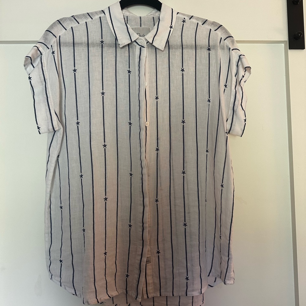 Rails White Linen Top with Navy Stars